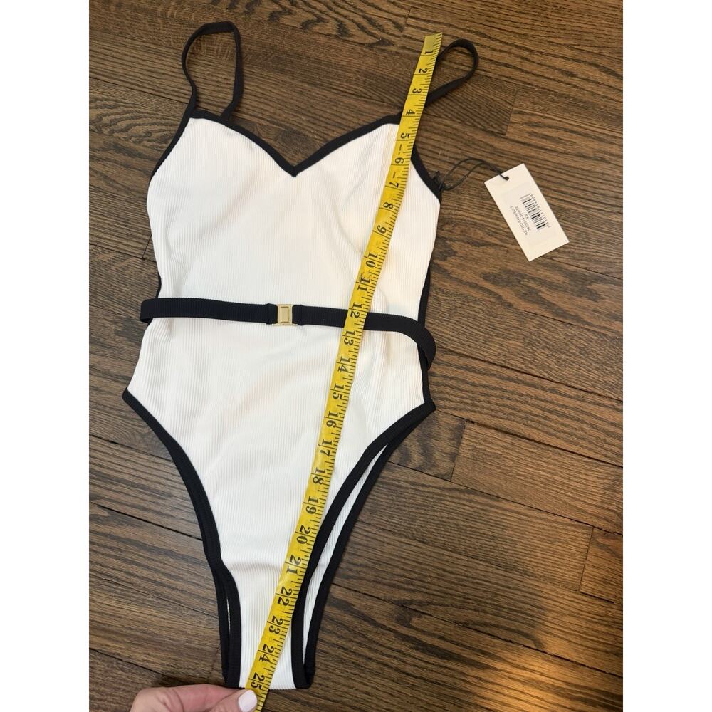 Arakii official Hanna schonberg RETRO SWIMSUIT White Black Belted Sz XS NWT - Picture 5 of 16
